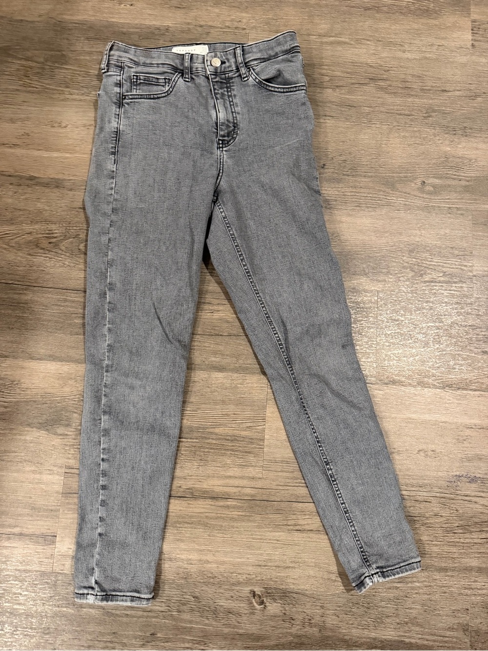 Topshop Light Gray High-Rise Skinny Jeans
